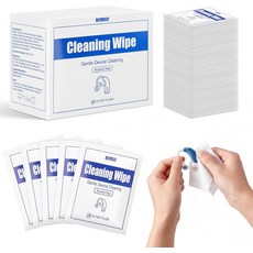 보청기 청소 물티슈 100개 - 개별 포장 무알코올 타월렛 이어버드 헤드폰용 4.7 x 6.3 인치 두께의 내구성 있는 여행 친화적인, 100