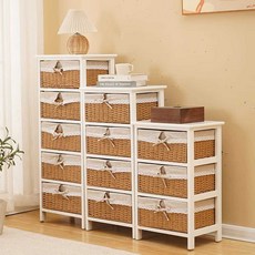 라탄 수납장 등나무 보관 5단 랙 4단 3단 서랍장 협탁 침실 거실 북유럽 원목 라탄가구, 1개