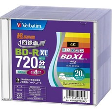 버바팀 Verbatim 1회 녹화용 블루레이 디스크 BD-R XL 100GB 20매 화이트, 1회 녹화 100GB, 20매 스핀들