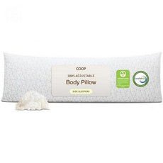 Coop Home Goods 오리지널 조절식 바디 필로우 등 어깨 엉덩이 무릎 지지용 20x54 롱 메모리폼과 세탁 가능한 커버가 있는 성인용 측면 침대용 필로우, 1개