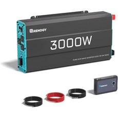 RV 트럭 캠핑 홈 백업 실외 비상 오프 그리드 리빙을 위한 Renogy 인버터 P2 2000와트 사인 웨이브 인버터 태양열 자동차 파워 12V 120V AC, 12V 3KW