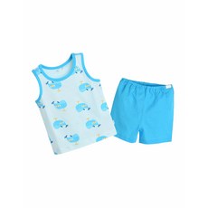 모이몰른 25년여름 C빅웨일나시상하M252NNN34P 이월~귀여운 고래 나염이 포인트인 시원한 민소매상하