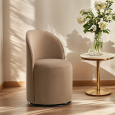 TOSEE [360도 회전] 모던 벨벳 식탁의자 + 화장대의자 스웨벨 체어 1개, 브라운