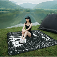 린시 야외 컴포블리 두께 강화 가족 피크닉 매트 두꺼운 접이식 휴대용 캠핑러그, 블랙