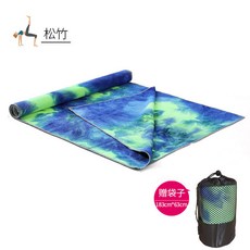 松竹 專業防滑吸汗瑜伽鋪巾 加厚加長健身墊巾 微細纖維可機洗 附贈收納袋 適用初學者, 63cm正品 印花松竹+網袋, 1個