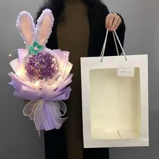 送禮必備 畢業禮物 星黛露滿天星花束送女生朋友老師小眾創意高級閨蜜生日教師節禮物 畢業花束, Aa紫色滿天星+星黛露發箍+袋燈, 1個