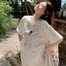 임산부 반팔티 봄 여름 캐주얼 여자 리본 순면 반팔 티셔츠 루즈핏 임부복 상의 zzl