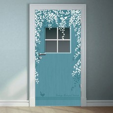 현관인테리어 현관문 리폼 시트지_빈티지 자연숲 02 스모키블루 현관시트지