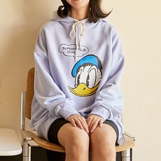 마른파이브 디즈니 여성 도날드덕 오버핏 빅사이즈 롱 후드티셔츠 DSN09