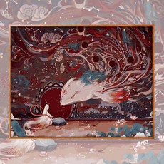 山海經系列 5D鑽石畫 DIY手工貼鑽繡, 1個, 滿鑽方鑽-與君奕橫版送工具,滿鑽30X40厘米不帶框帶工具