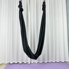 Elastic fabric 5-meter full yoga hammock flying training studio chrysanthemum rope safety buckle, 20 black