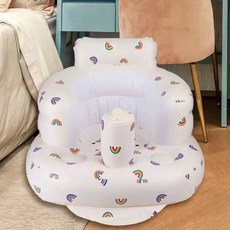 嬰兒學坐椅 充氣沙發 寶寶椅 寶寶多功能充氣沙發 兒童訓練座椅 學坐神器 可折疊便攜餐椅, 彩虹