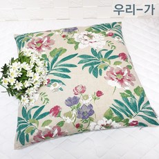 우리가 수제 린넨100% 레드썬 자체제작 쿠션 방석 겸용 방석커버 50x50, 그린
