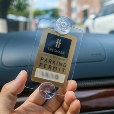 모벨릭 차량용 아파트 출입 주차 스티커 부착판 홀더 케이스 투명 PC 명함 번호판 흡착식, 1세트, 소형 사각