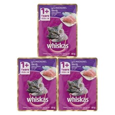 라운샵 고양이 파우치 고등어 80g 3P 위스카스 반려묘 사료