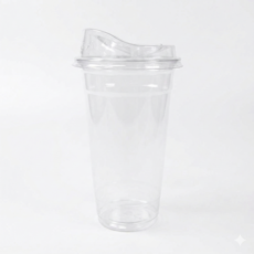 [롱개폐리드+투명컵100P] 92파이 일회용 테이크아웃 플라스틱PET컵 뚜껑세트, 1세트, 100개입, 420ml