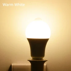 LED 야간 조명 전구 스마트 PIR 모션 센서 램프 AC110V-220V 계단 변기 베란다 차고 발코니 욕실용 E27, [02] Motion Sensor, [02] 5w, [02] Warm White, 1개