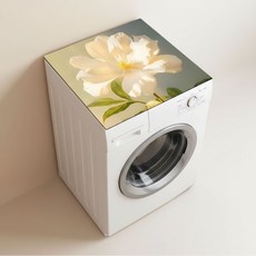 피앤도제 논슬립 세탁기 건조기 방수 커버, 그린 플라워