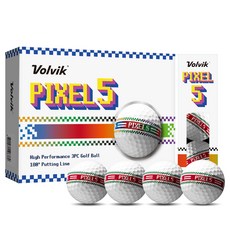 볼빅 골프공 픽셀5 고반발 아트볼 (3피스), 레드, 12개입, 4개