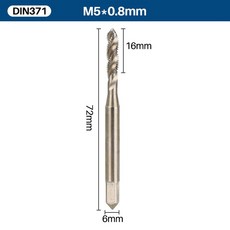 XCAN DIN371 기계 탭 강화 생크 M3/M4/M5/M6/M8/M10/M12/M14 나선형 그루브 미터 나사 드릴 핸드, M5x0.8