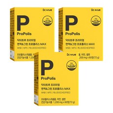 닥터트루 프리미엄 브라질 면역 그린 프로폴리스 MAX 향산화 면역 영양제 아연 셀렌, 60정, 3개