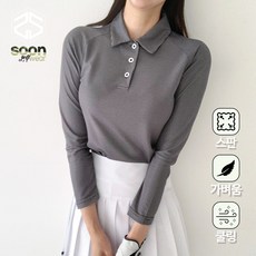 [순이야] J.여성 봄 가을 골프 메쉬 카라 긴팔 티셔츠