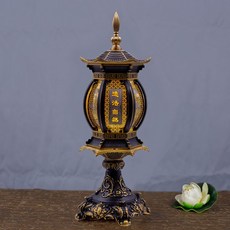 仿古宮燈財神燈關公燈佛前供燈led蓮花燈長明燈佛堂心經大號神燈 神明燈 供佛燈 長明燈 佛燈供燈 風水 擺飾 招財 佛燈, 【一支專拍】17.5寸道法自然/黑金, 1個