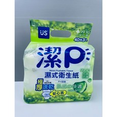 優生 潔P 濕式衛生紙 40抽 x 3入 99.9% 抗菌防護 極厚速乾, 1個