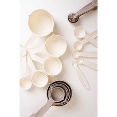 喚 HUAN 獨家神美!ins風 奶白色&奶茶色 量杯量匙組-10件組-烘焙料理必備, 1套