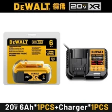 100% 오리지널 디월트 호환 배터리 20V 6.0AH DCBL722/DCV501/DCL050/DCS367/DCF850용 고성능 충전식 리튬, 01 1PCS 6Ah-Charger