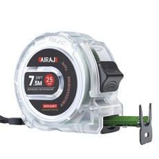 AIRAJ 투명 케이스 줄자 탄소강 소재로 높은 유연성과 경도를 자랑하며 투명하면서도 견고한 케이스로 내구성이 우수한 정밀 측정으로 오차 제로의 공작실 가정용 측정 툴, 1개