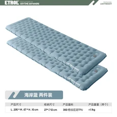 싱글 에어매트리스 휴대용 에어 침대 방수 야외 텐트 캠핑 바닥, 03 Blue  two packs.