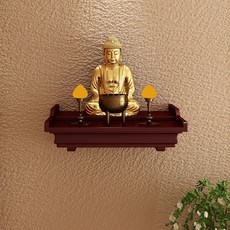 家用實木壁掛式佛龕立櫃供臺，神明桌/祖先桌/觀音底座神龕, 酒紅色中號    40*30, 1個