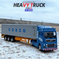 RS7 RC 겸용 합금 자동차 모형 원격조종 수집 장식품 소년 장난감 모델 중장비, 공학 운송차, 컨테이너 운송차 회색 COS