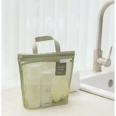 BenF Home 샤워 가방 그물망 지퍼 헬스장 목욕 바구니 남성 파우치 물빠지는 남자 용품 수영 수영장 메쉬 매쉬 여행용 망사 물빠지는 세면백 물빠짐 목욕백, 그린