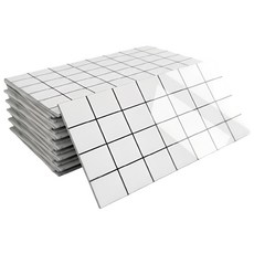 제이에스맘 붙이는 방수 타일 대리석 벽지 접착식 데코 폼블럭 포인트 시트지 300x600mm, 모던화이트그리드, 7개입