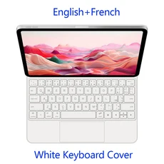 아이패드 에어 11인치 M4 M3 2026용 백라이트 매직 키보드 케이스 M2 6세대 멀티터치 스마트 폴리오, 01 iPad Air 11 M3 2025, 01 White-French