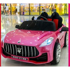 마세라티 어린이 장난감 자동차 4륜 구동 전기 블루투스 RC 카, 공식 표준, 핑크-가죽시트, 1개