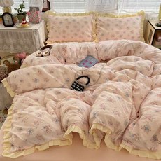 暖居·韓國碎花花邊100%純棉床包四件組 四季通用 碎花床包組 單人/雙人/加大雙人床包組 超柔吸濕裸睡床組 全棉被套