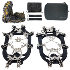 등산 등산화 아이젠 24핀 하드케이스 포함 전문가용 겨울 산행 용품 등산용품, 1세트, 블랙