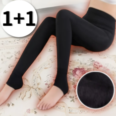 디뷰엣 쫀쫀한 무발 발걸이 기모 레깅스 1+1