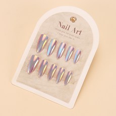 穿戴甲片高級感夏季簡約百搭美甲貼片貓眼手工假指甲片新品30片, 1個, BY1721:膠水款