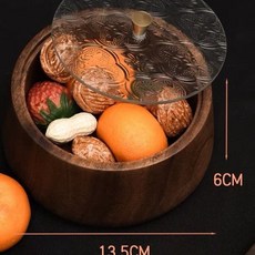 胡桃木 帶蓋 堅果收納盒, 胡桃木帶蓋圓缽, 1個
