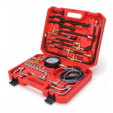 ZEAJSRU 연료 주입 압력 테스터 키트 0-140 PSI 범용 펌프 게이지 세트 퀵 릴리즈 밸브 강화 호스 및 가솔린 엔진 진단용 멀티 사이즈 어댑터 (TU-443Re