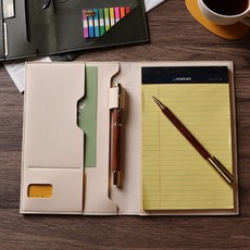 오브리즈 공방가죽 메모패드 리갈패드 커버 2size, 아이보리