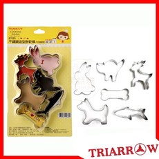 三箭牌不鏽鋼可愛動物造型餅乾模(6入) 烘焙餅乾壓模工具組, 1個