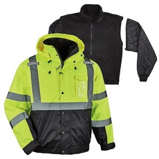 Ergodyne 8381 타입 R 클래스 3 퍼포먼스 3 in1 봄버 재킷, 라임