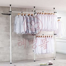 혜명몰 3단 폴 행거 고급형 38mm 옷방행거 천장행거 스탠드행거 드레스룸행거 원룸옷정리