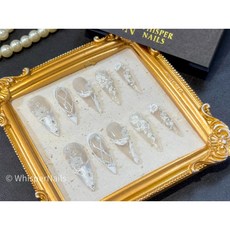 Whisper Nails 穿戴甲 美甲片 指甲片 純手工 冰瓷花鏡 美甲片 隔日達, 1個, XS