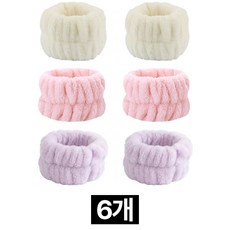 제롯 극세사 세수 세안 손목밴드 3컬러, 베이지+핑크+퍼플, 6개